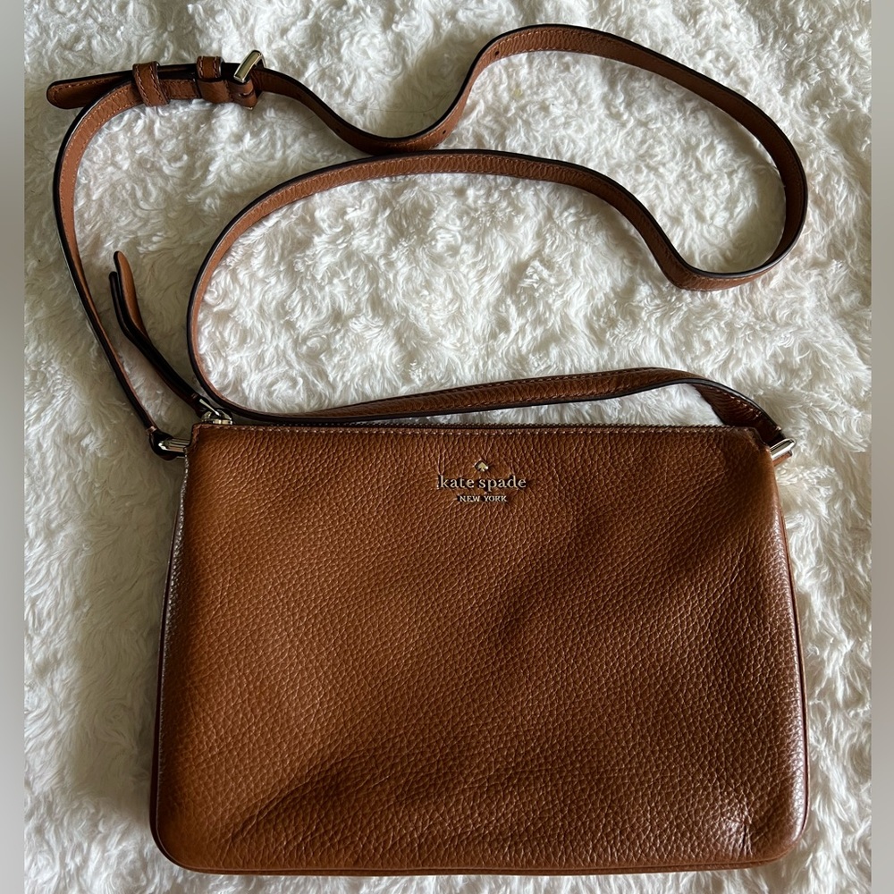 Kate Spade New York Chestnut Brown Triple Gusset Crossbody Purse